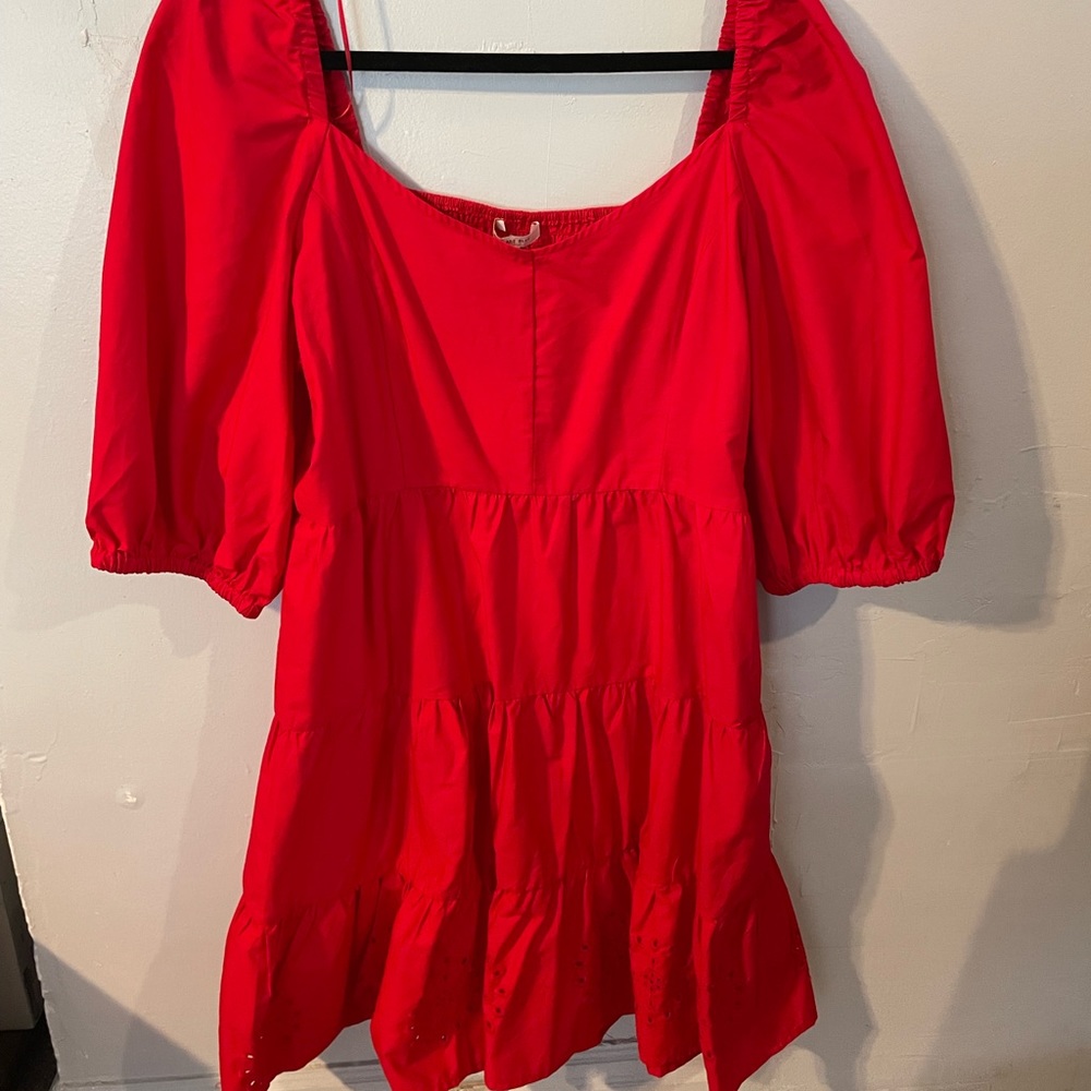 💃 Skies are Blue red puff sleeve dress NWT - L